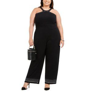 Sale! INC Deep Black Studded Jumpsuit 1X